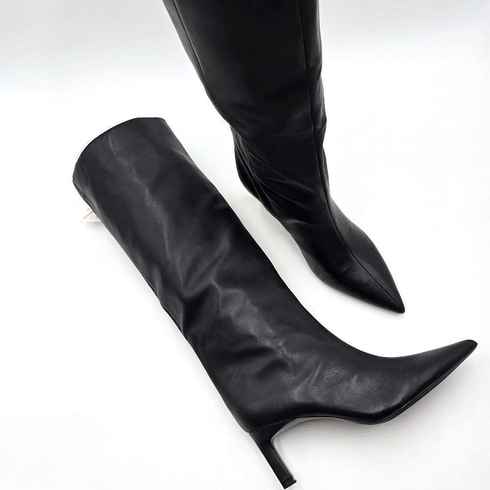 Zara Knee High Leather Straight Shaft Boots - NWT